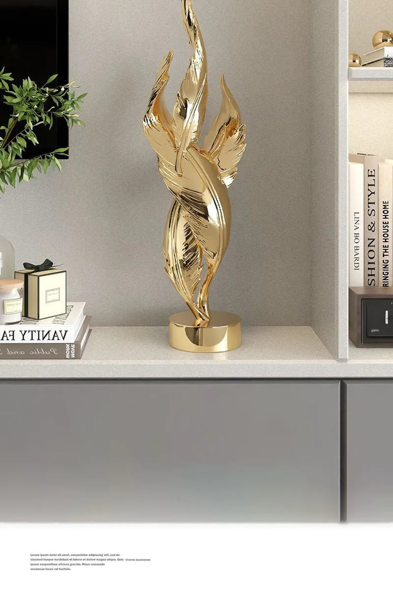 Modern Light Luxury Feather Resin Ornaments Home Living Room Wine Cabinet Figurines Decoration Store Hotel Pub Furnishing Crafts