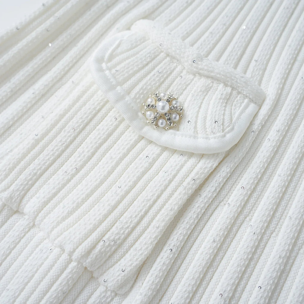Brand Designer Polo Knitted Dress Women Summer Short Sleeve Single Breasted Flower Button Knitting Sweater Mini Dresses