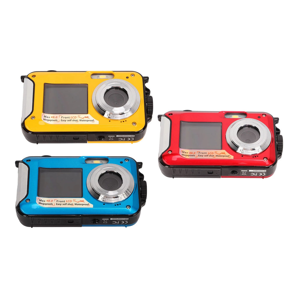Full HD 2.7K 48MP 10ft Waterproof Underwater Digital Camera 16X Digital Zoom Front Rear Double Screens Waterproof Digital Camera