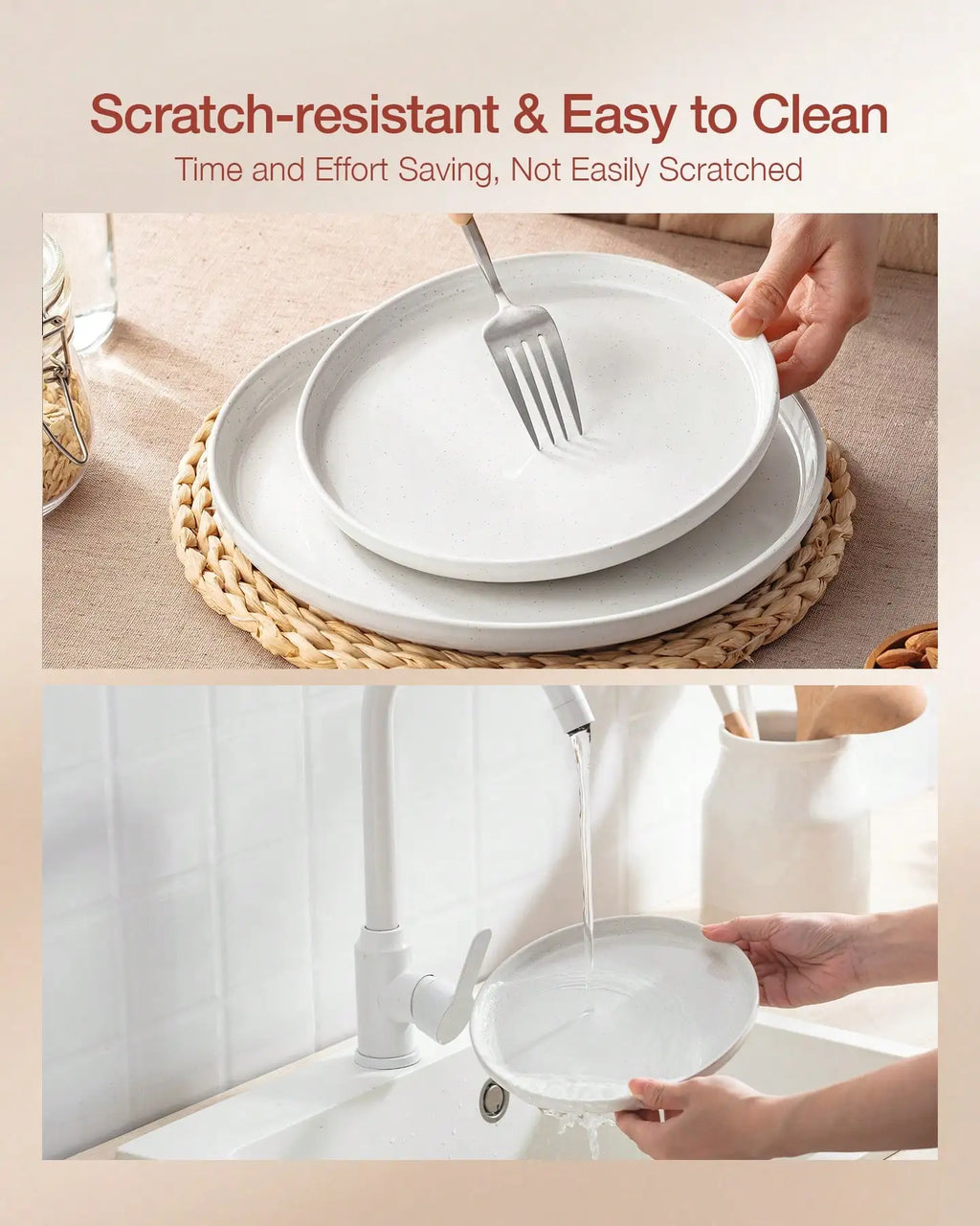 Dinnerware Sets Nordic Modern Dishes Set For 4 Off White Speckled Glazed Ceramic Stoneware 12 Pieces Plates And Bowls Set Microwave Safe For Home Kitchen Dining Housewarming Thanksgiving Christmas Gift