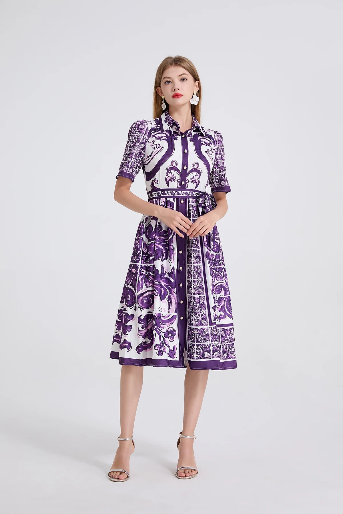 Summer Holiday Yellow Paisley Print Shirt Dresses Women's Turn Down Neck Short Sleeve Belt High Waist Beach Party Vestidos