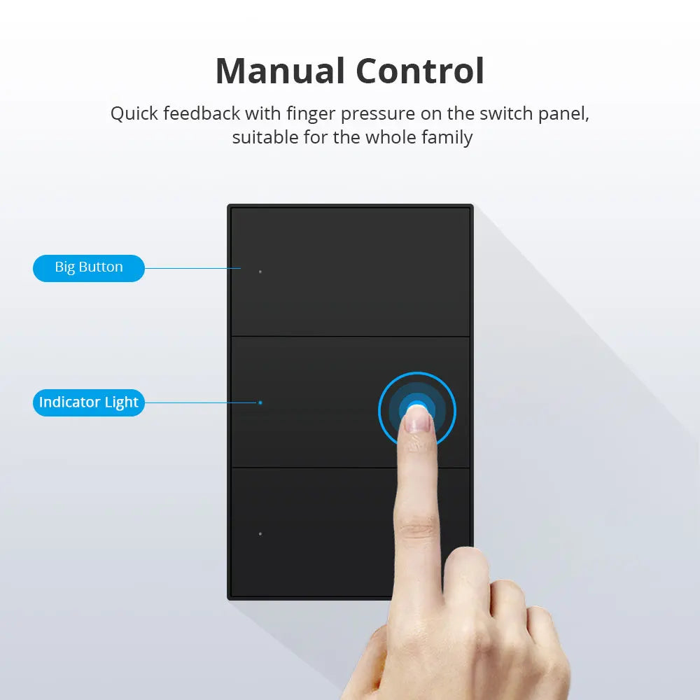 Matter Over WiFi US Smart Wall Light Switch 1 2 3 4 6 Gangs with Black Button Neutral Required Homekit SmartThings App Control