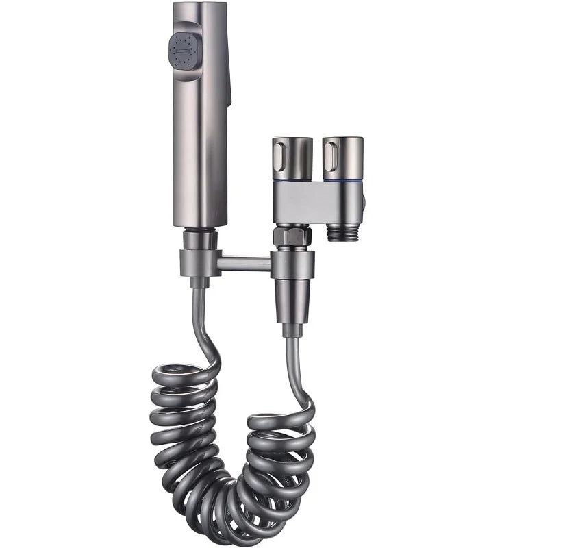Stainless Steel Hand-held Toilet Spray Double Outlet Angle Valve Shower Valve, Suitable for Bathrooms and Washing Machines