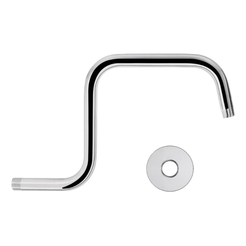 Shower Head Extension Arm, Gooseneck Risers with Flanges, High Rise Showerhead Extension Pipe for Bathroom Upgrades, 13in