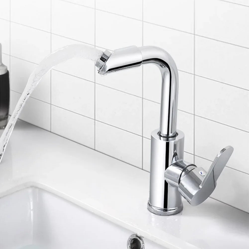 Cold Hot Mixer Tap Bathroom Chrome Plated Durable Faucet Polished Silver Swivel Basin Sink Tap Zinc Alloy Body