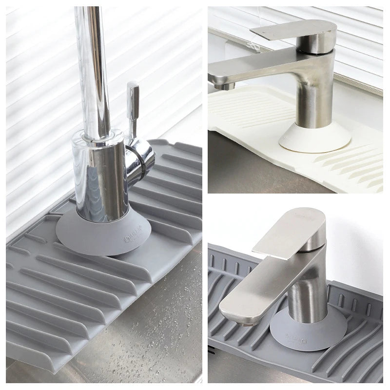 1Pc Silicone Faucet Water Guard Kitchen Sink Splash Catcher Countertop Protector Mat Draining Pad Kitchen Gadgets