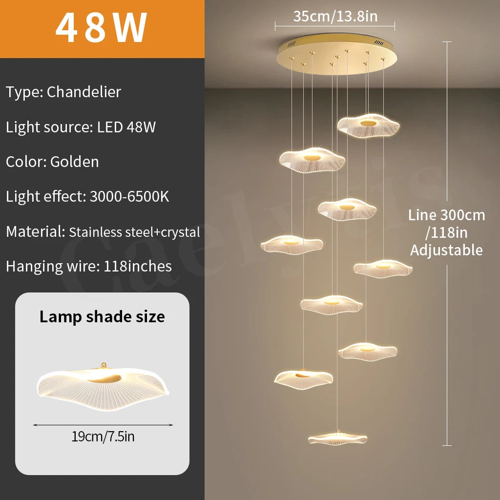 Modern LED Stair Chandeliers For Living Room Dining Room Pendant Lights Home Decoration Indoor Lamps  Hanging Lighting Fixtures