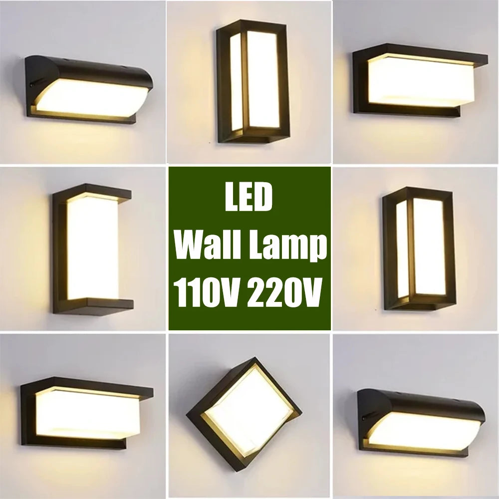 Modern Outdoor LED Wall Light Waterproof 110V 220V Exterior Wall Light For Porch Garage Garden Courtyard Villa Indoor Wall Lamp