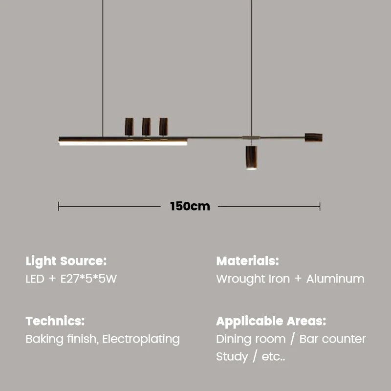 Minimalist Restaurant Chandelier Modern Light Luxury Simple Nordic Bar Table Spotlight Designer Creative Straight Strip Lights