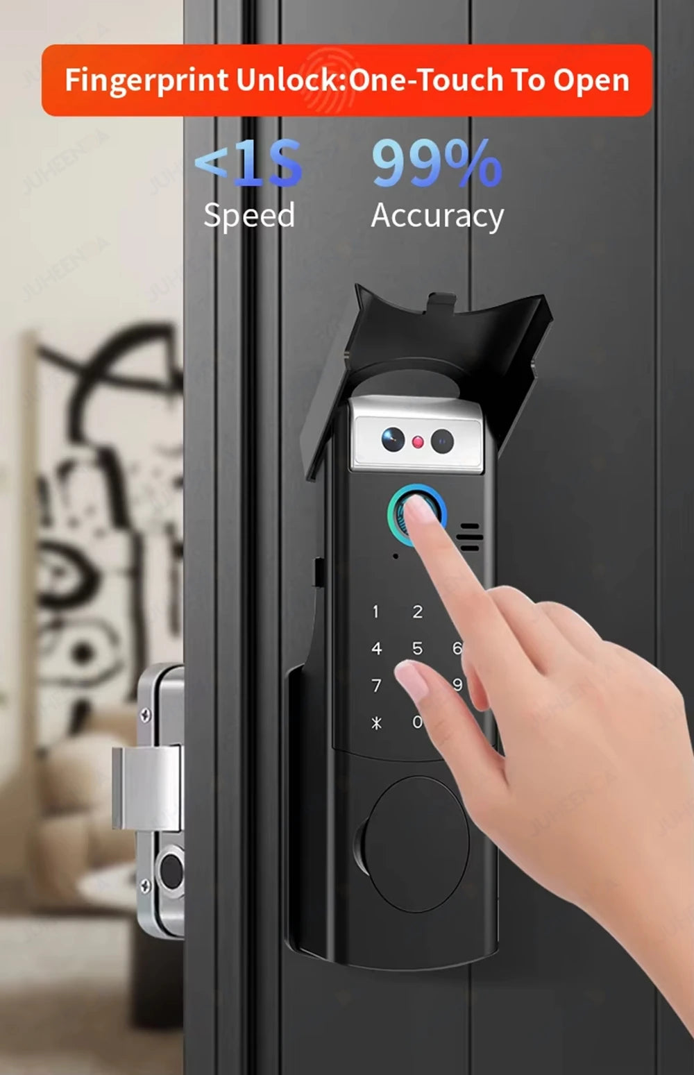 Tuya Smart Outdoor Waterproof Door Lock with Face Recognition Video Intercom RFID Card Password Electronic Lock for Iron Door