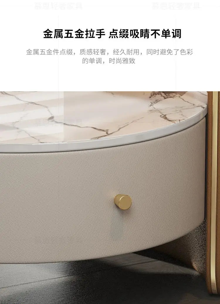 Modern Italian Round Bedside Table: Minimalist Design, Luxury & High-End Storage for Home Bedrooms