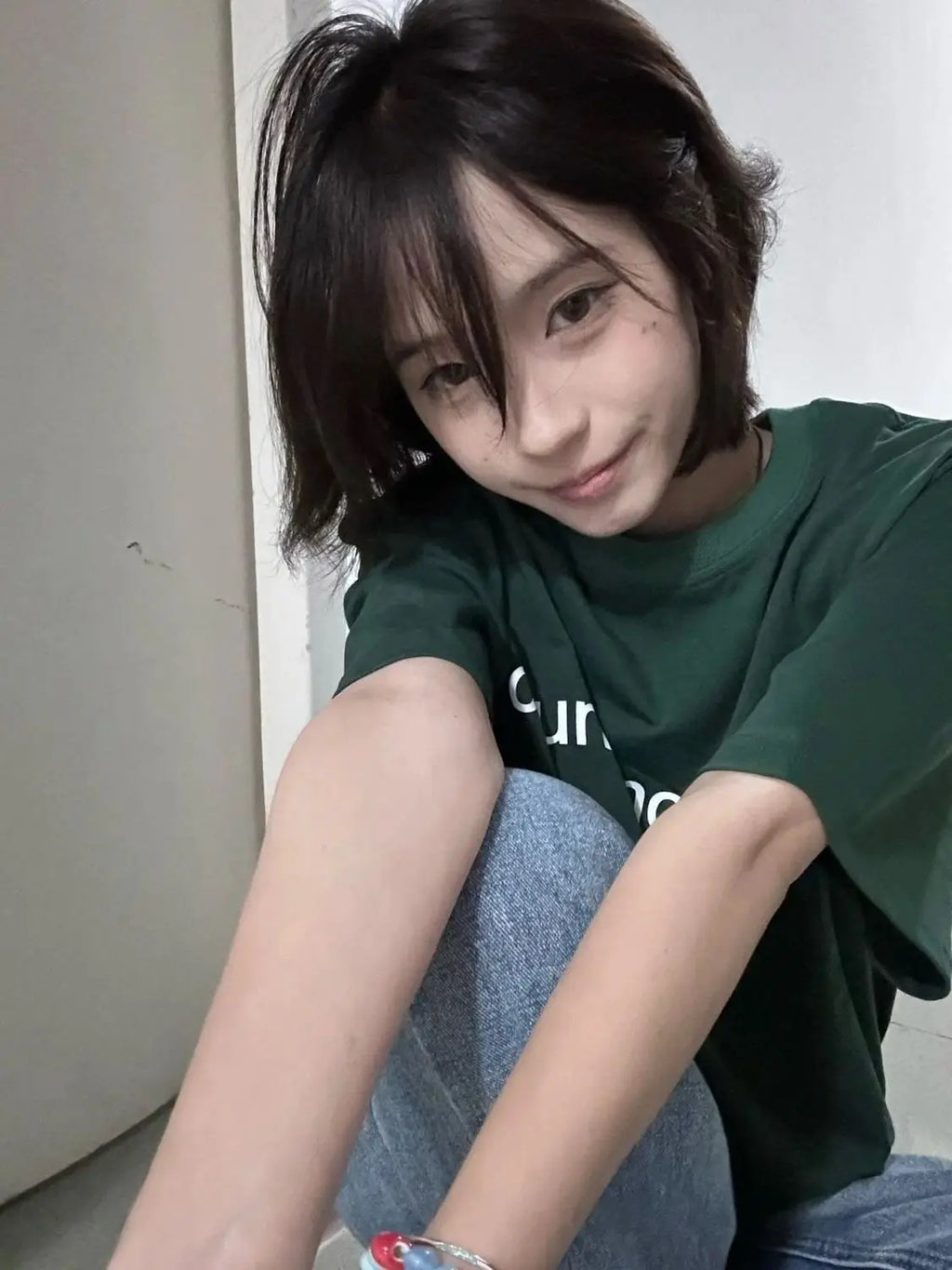 Loose Fit Women's Cotton T-Shirt Short Sleeve Green Color Casual Style round Neck Design Breathable Comfortable Summer Top