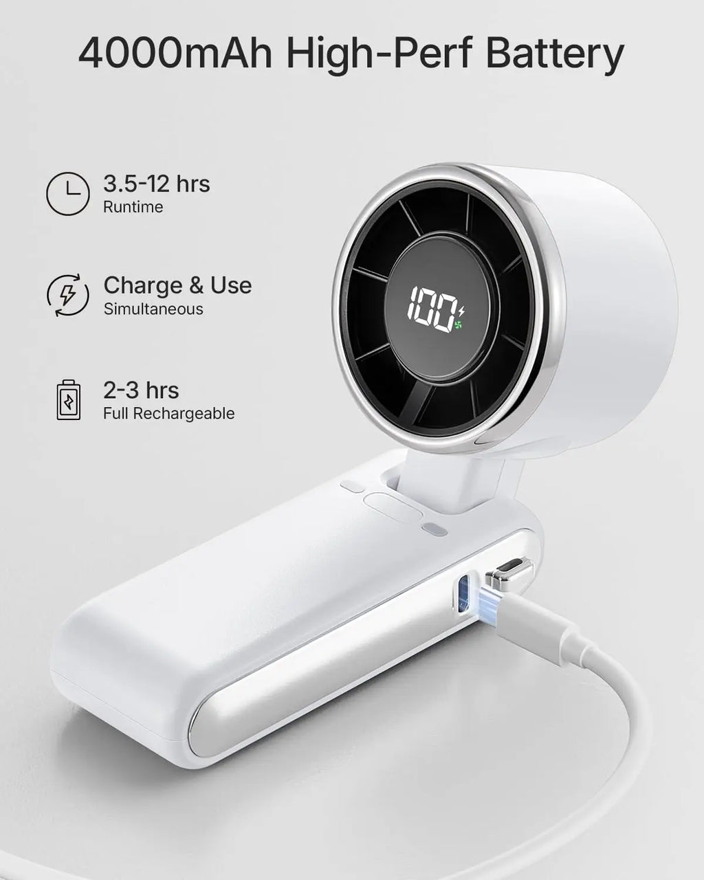 Mini High-speed Handheld Fan Usb Charging Digital Display Portable Desktop Folding Hanging Camping Violent Turbo Fan