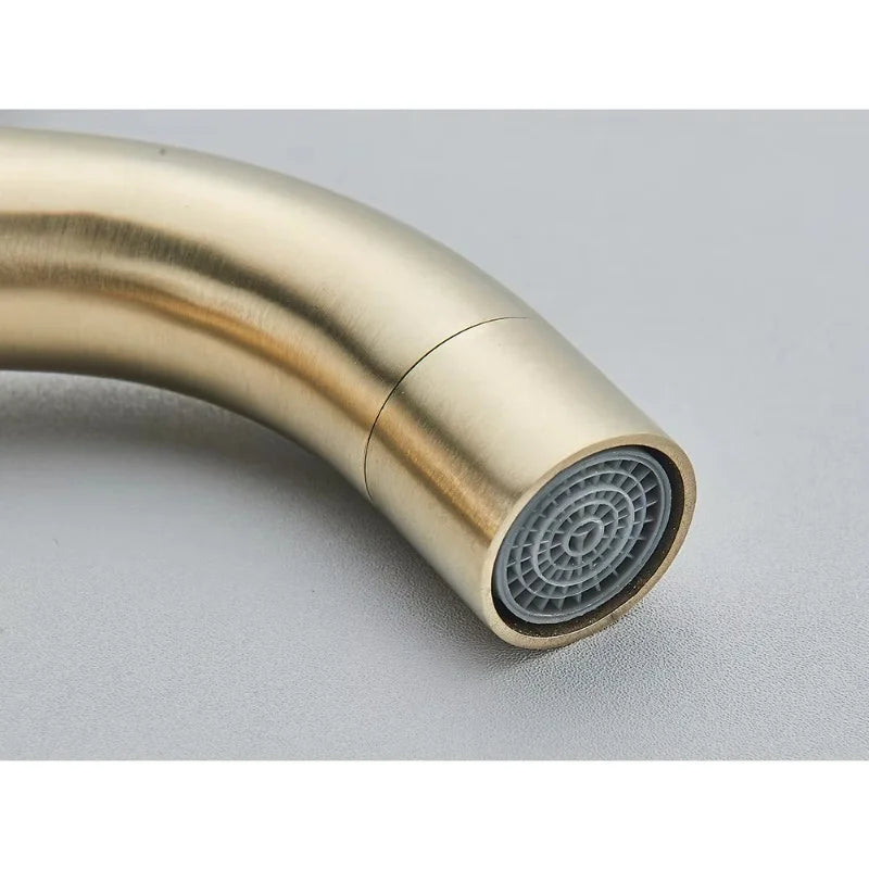 Brushed Gold Bathroom Faucet Modern Lavatory Vanity Sink Faucet Deck Mounted Mixer Toilet Basin Faucets Hot Cold Water Mixer