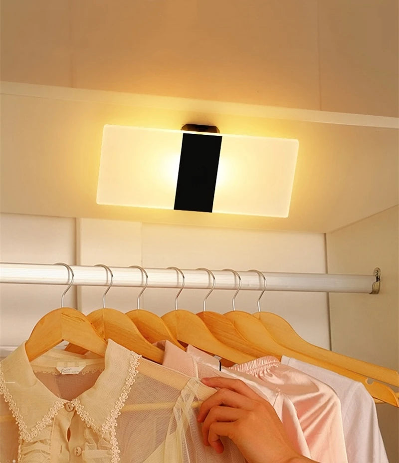 Touch Sensor Switch LED Wall Lamp USB Rechargeable Wireless Acrylic Stair Night Light Bedroom Aisle Kitchen Wall Sconce Lighting