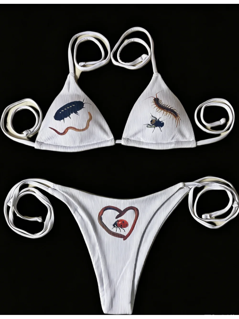 2026 New Y2K Summer American Retro Text Printed Hot Girl Hanging Neck Strap Bikini Street Trend Simple Leisure Beach Vacation