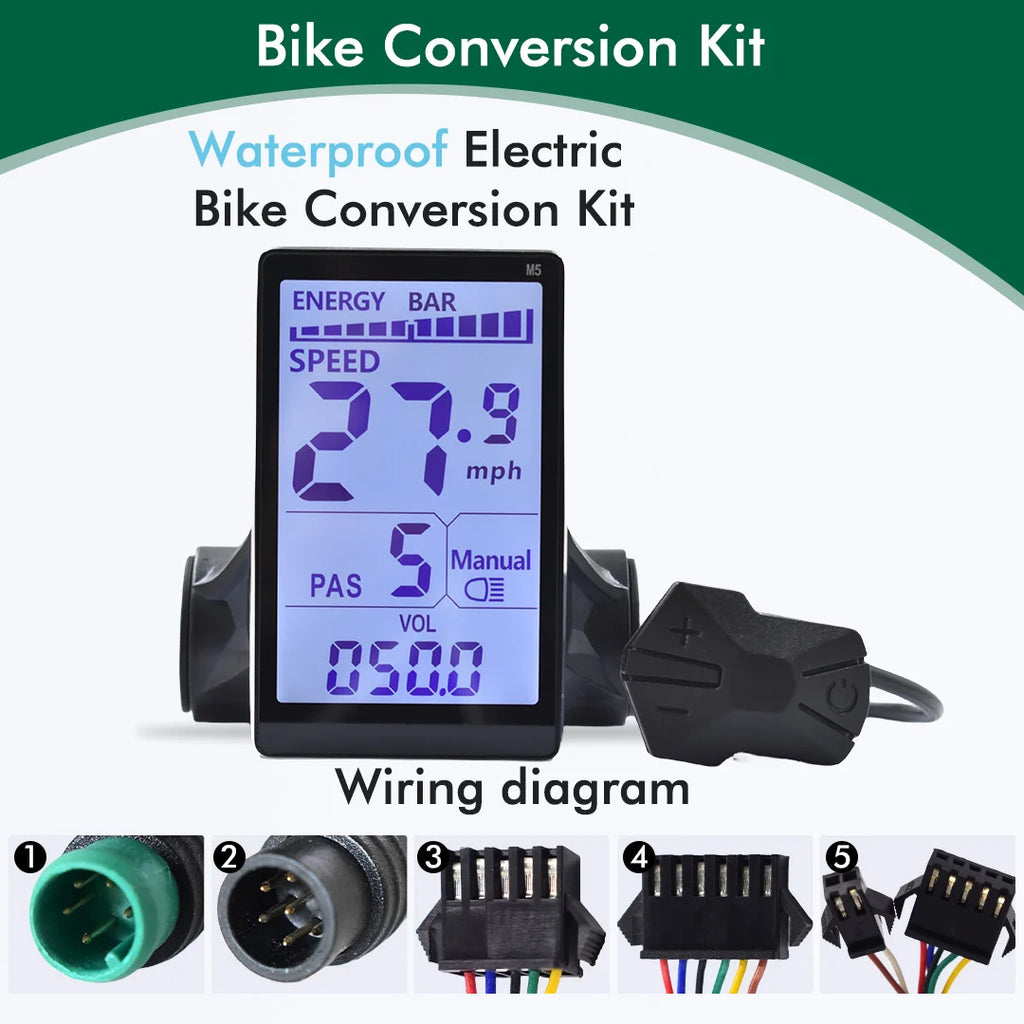 UART2 M5 24V 36V 48V Electric Bicycle Colorful Display E Scooter LCD Panel With USB UART For Mountain Electric Bike Parts (6PIN)