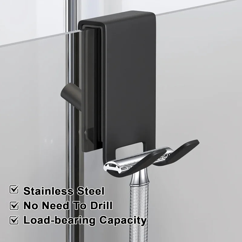 Heavy-Duty Stainless Steel Door Mount Shower Hook - Space-Saving Bathroom Organizer - Durable Home Storage Solutions-3.14x1.77in