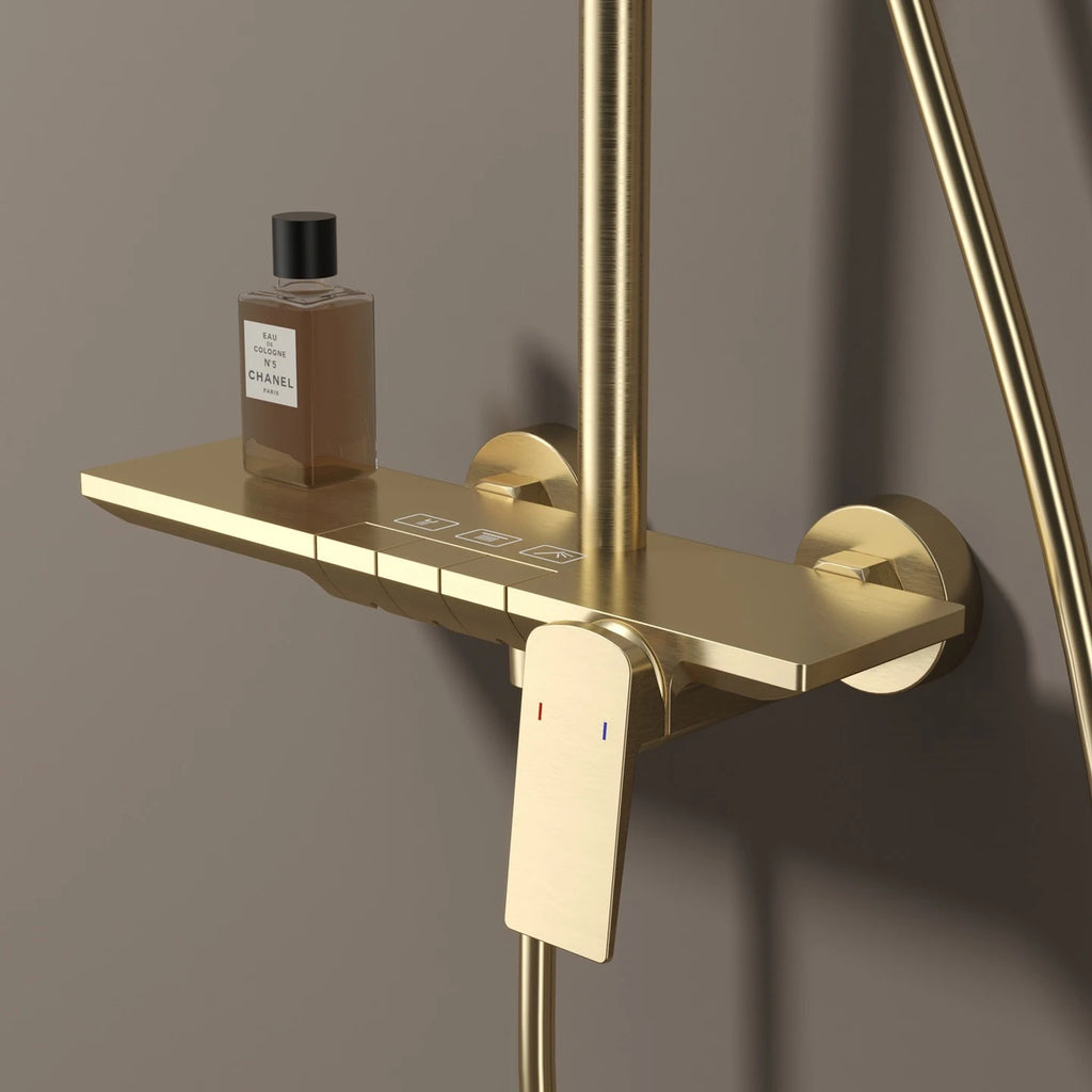 Rose Gold Piano Bathroom Shower System Solid Brass Bathroom Faucet Accessories Rain Shower Head Hot Cold Piano Shower Set