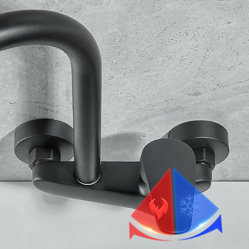 BAKALA Black Brass Chrome Taps For Kitchen Sink Kitchen Tap Chrome Dual Hole Wall Kitchen Mixer Kitchen Faucet Torneira Cozinha
