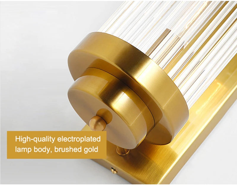 Luxury Led Wall Lamp For Living Room Brushed Gold Bedroom Scones Modern Creative Design Light Fixture Home Decor Glass Lighting