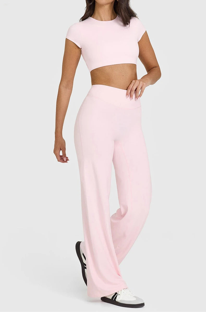 Straight Leg Yoga Pants Soft Butter Fabric Women Clothes Middle Waist Gym Pants Leggings Fitness Pilates Running Sports Trousers