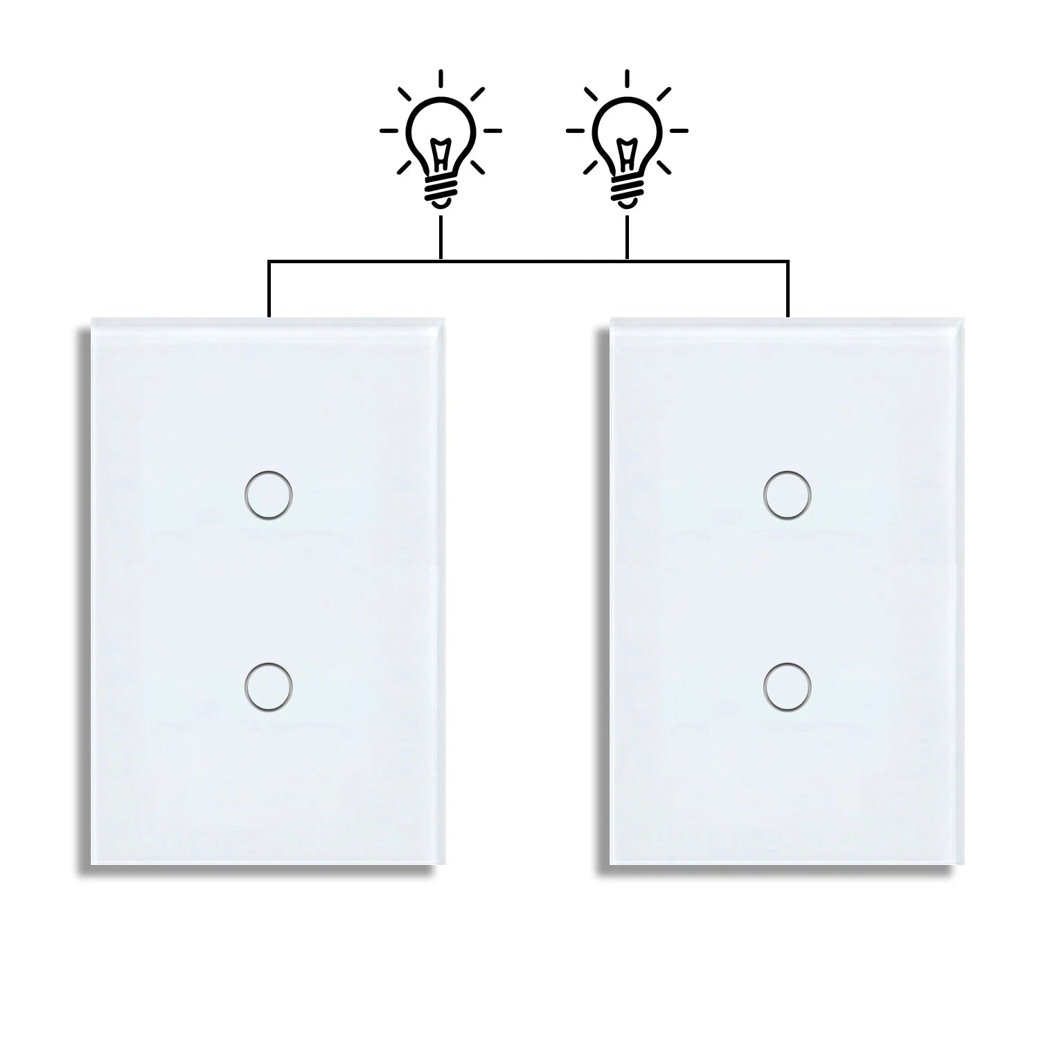 Dual Touch Switch 2Way Light LED Sensor Wall Switches With Tempered Glass Panel Bedroom Stair Switch For US BR Country No Wifi