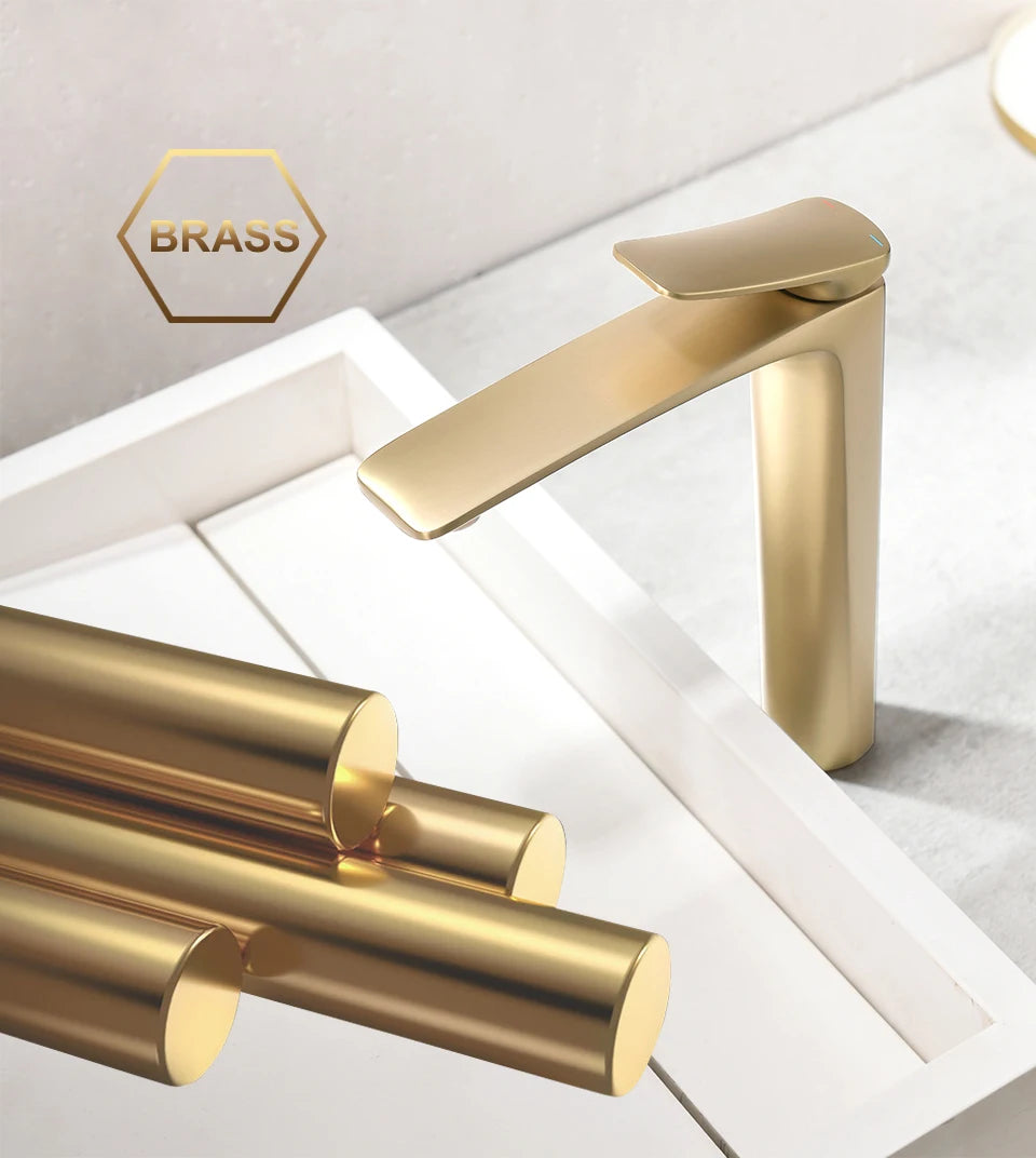 VGX Luxury Gold Bathroom Faucets High Basin Mixer Tall Sink Faucet Gourmet Washbasin Tapware Hot Cold Water Tap Brass Chrome