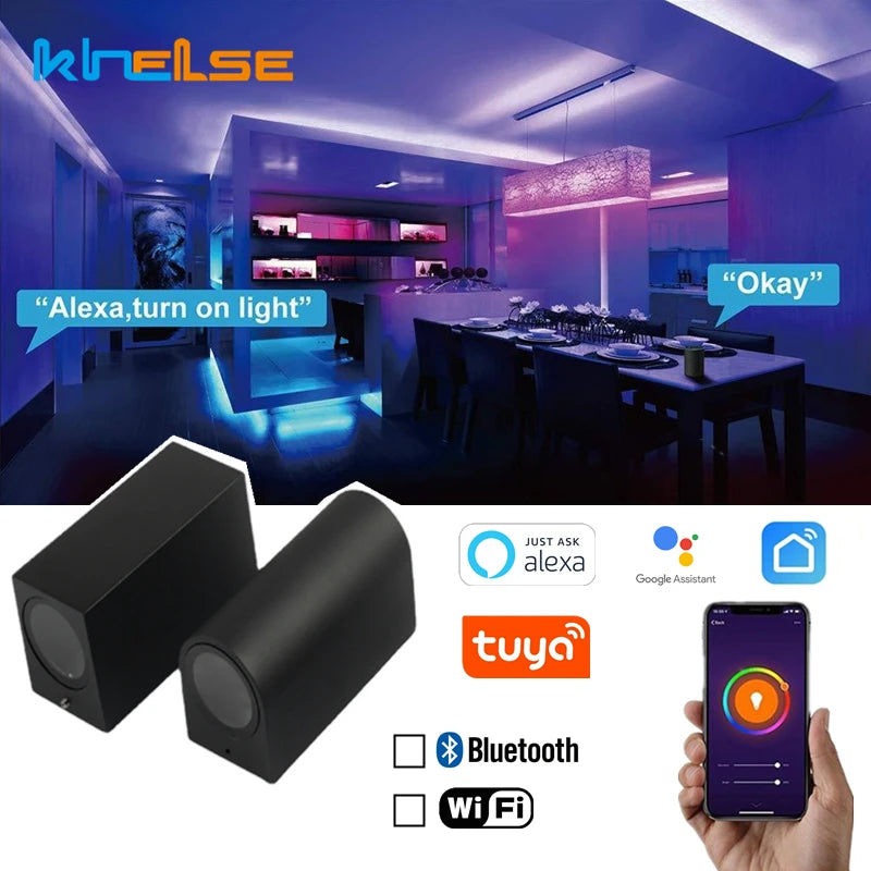 Tuya Smart LED Wall Light Up and Down RGB CCT Outdoor Bluetooth/WIFI APP Control GU10 Bulb Exterior Garden Porch Sconces Lamp