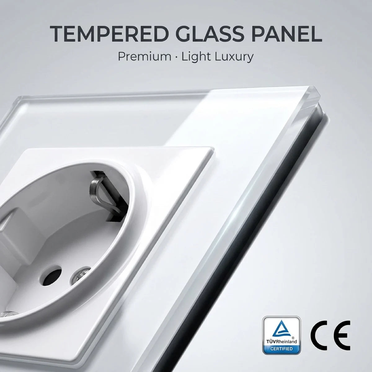 Factory Direct Selling High Quality EU Standard 10 /16Amp Electric Luxury Tempered Glass Light Wall Switch and Socket