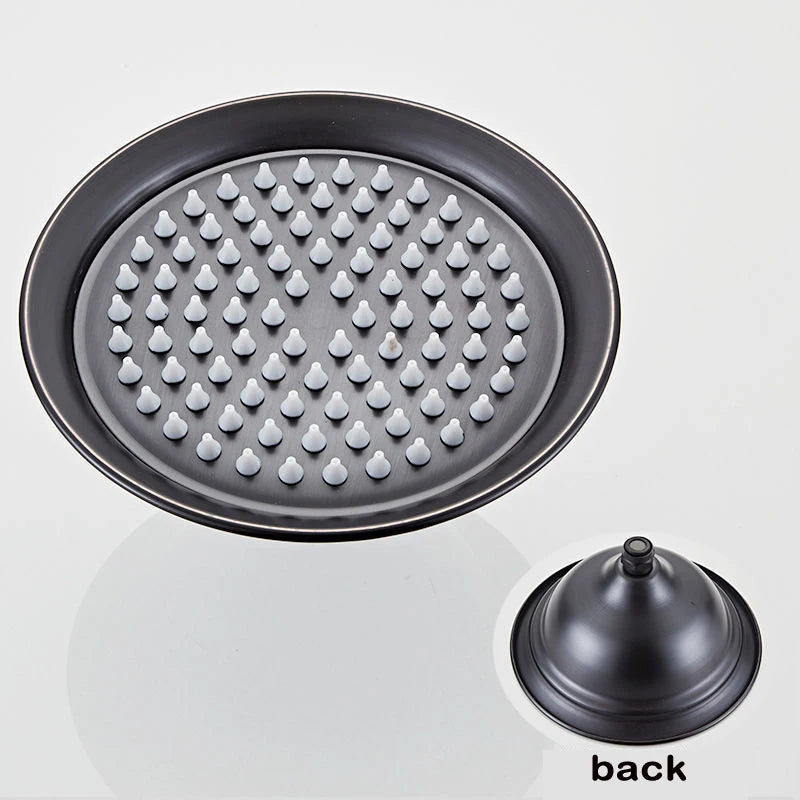 8 Inch Round Ceramic Handle Shower Head Bathroom Solid Brass Copper Rain Shower Head Waterall Hand Shower