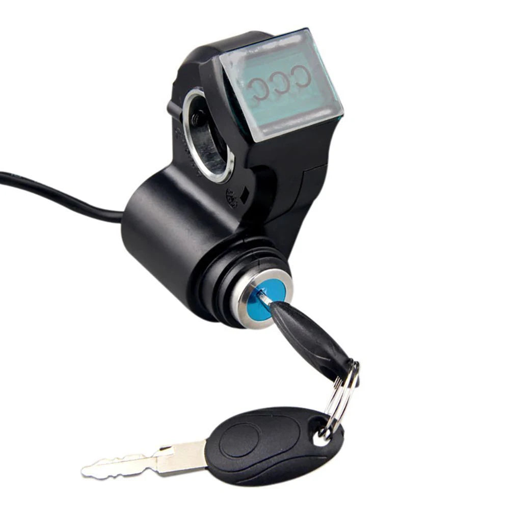 E-Bike Thumb Throttle With Key Lock And Battery Level Display 24V-72V Electric Scooter Grip 7/8 Inch Handlebar Twist Accelerator