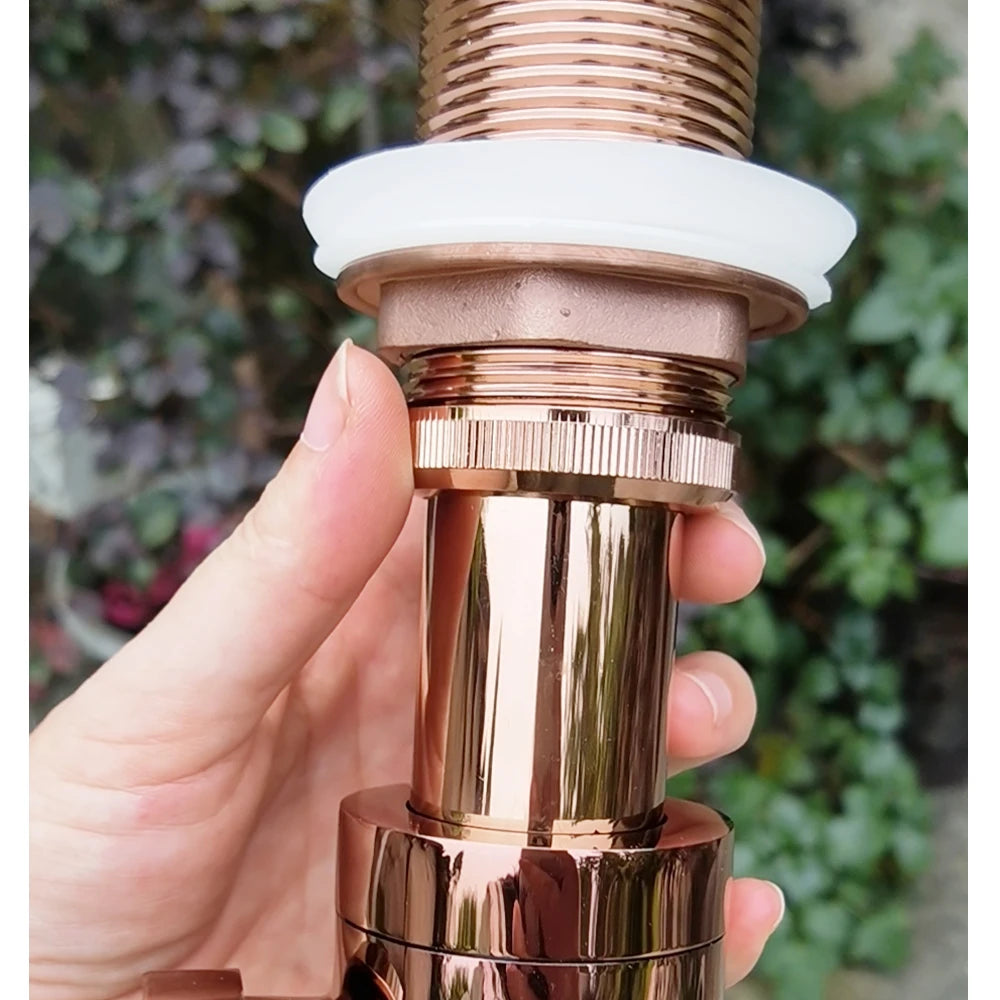 Rose Bathroom Siphon Drainer Sink Bottle Trap Modern Pop Up Filter Fixture Waste Stopper Set Washbasin Hose Accessory Renovation