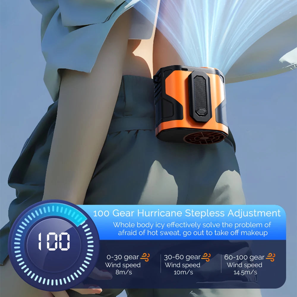 Wearable Waist-hanging Fan Portable Waist-clip Outdoor Construction Site Night Light Fan to Cool Down USB Mini Neck-hanging Fan