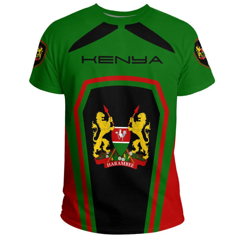 Kenya National IndependenceDay 3D Printed T Shirt The Republic-of Kenya Emblem Falg Graphic Short Sleeves Vintage Tee Shirts Top