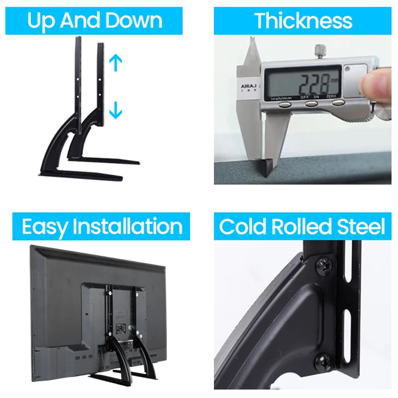 Universal TV Stand,Metal TV Legs for 14-42 inch TV Height Adjustment TV Base with VESA 200x200mm,TV Stand Tabletop Strong TV Leg