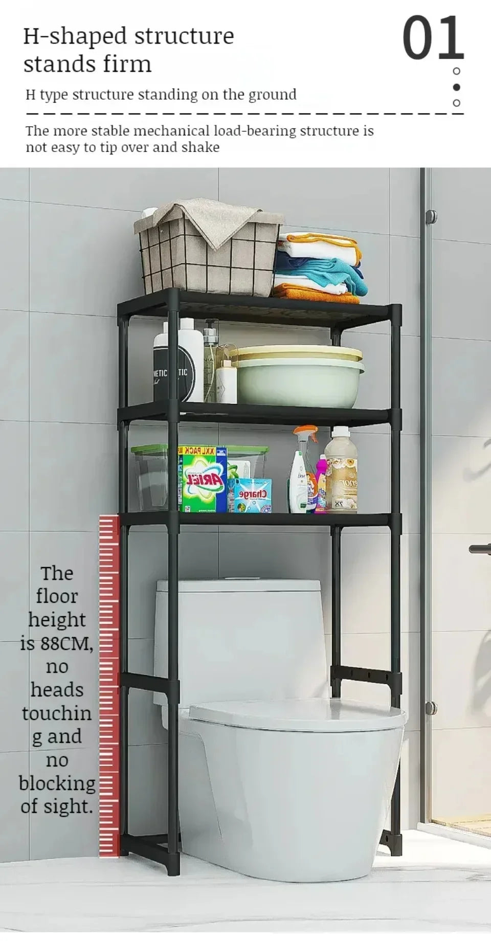 Washing Machine Shelf Multilayer Perforation-Free Shelf Space-saving Above The Toilet Toilet Storage Racks Floor Standing Holder