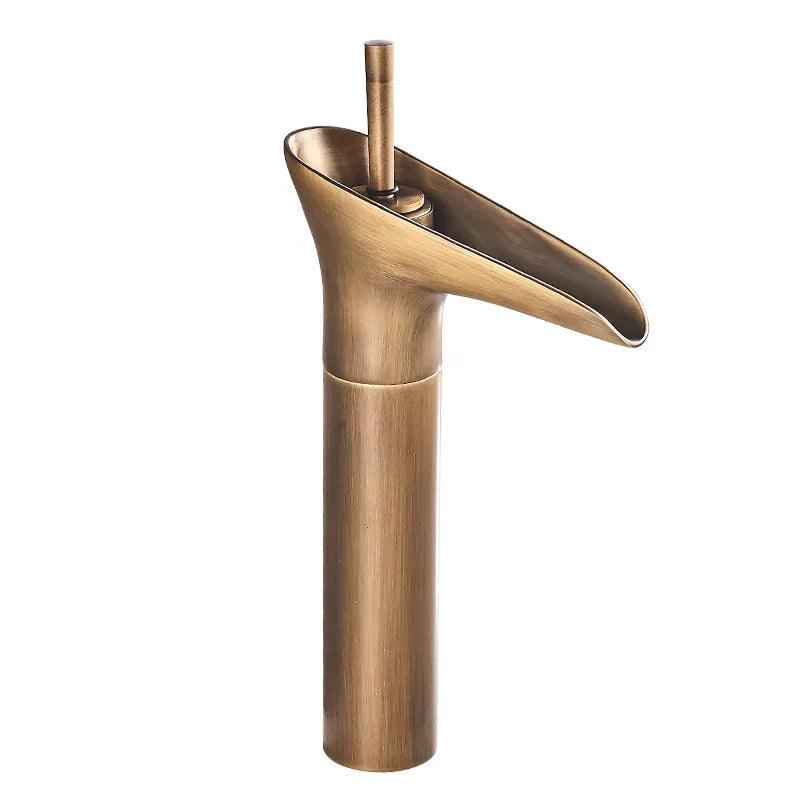 Excellent Single Lever Waterfall Basin Faucet Bathroom Faucet Brass Antique Hot and Cold bathroom Sink Mixer Wine Glass Style Ta