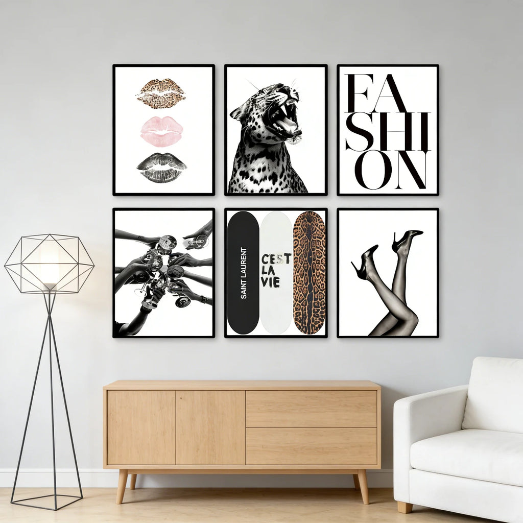 1/6pcs Retro Leopard Cheetah Abstract Canvas Print Poster Y2k Chic Modern Minimalism Art Prints Living Room Home Decor Poster