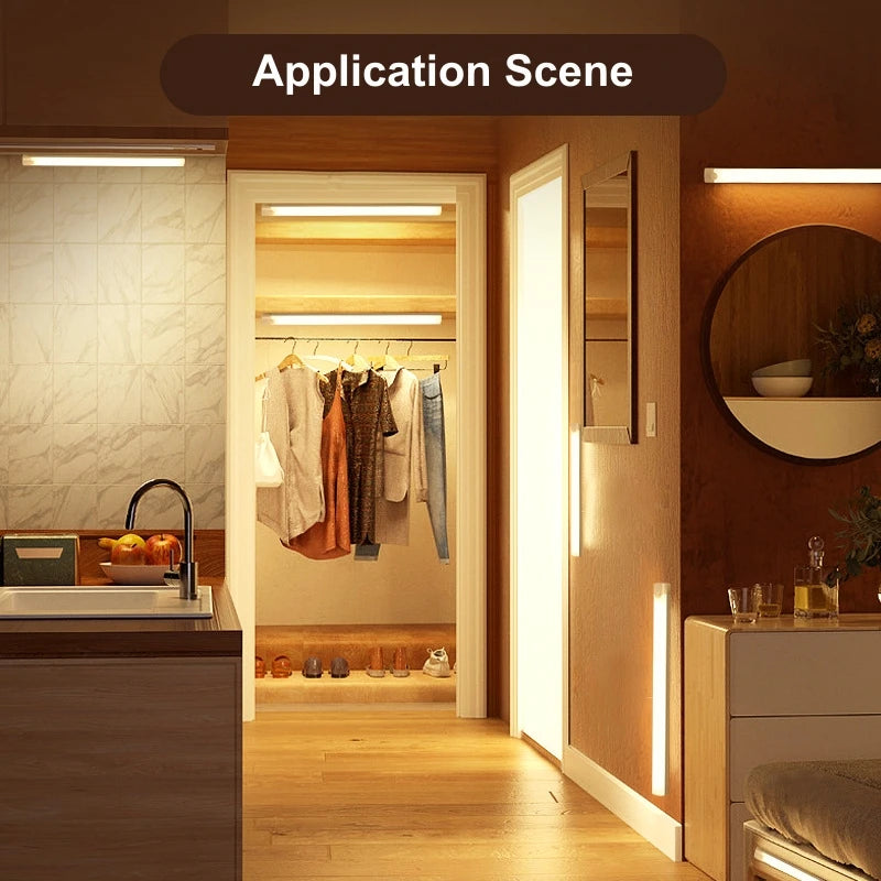 LED Motion Sensor Light Night Light Wireless USB Under Cabinet Light For Kitchen Cabinet Bedroom Wardrobe Sensor Indoor Lighting