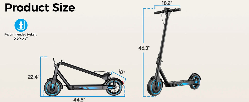 HiQiS V10 E-scooter 500W Motor 36V 10.5Ah 25 MPH Speed 22 Mile Range Foldable E-scooter 10 Inch Air Tire Electric Scooter
