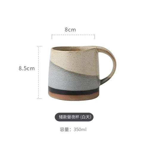 Japanese Retro Stoneware Coffee Cup Household Ceramic Hanging Ear Mug Cup English Afternoon Tea Tea Cup Breakfast Milk Mug Gift