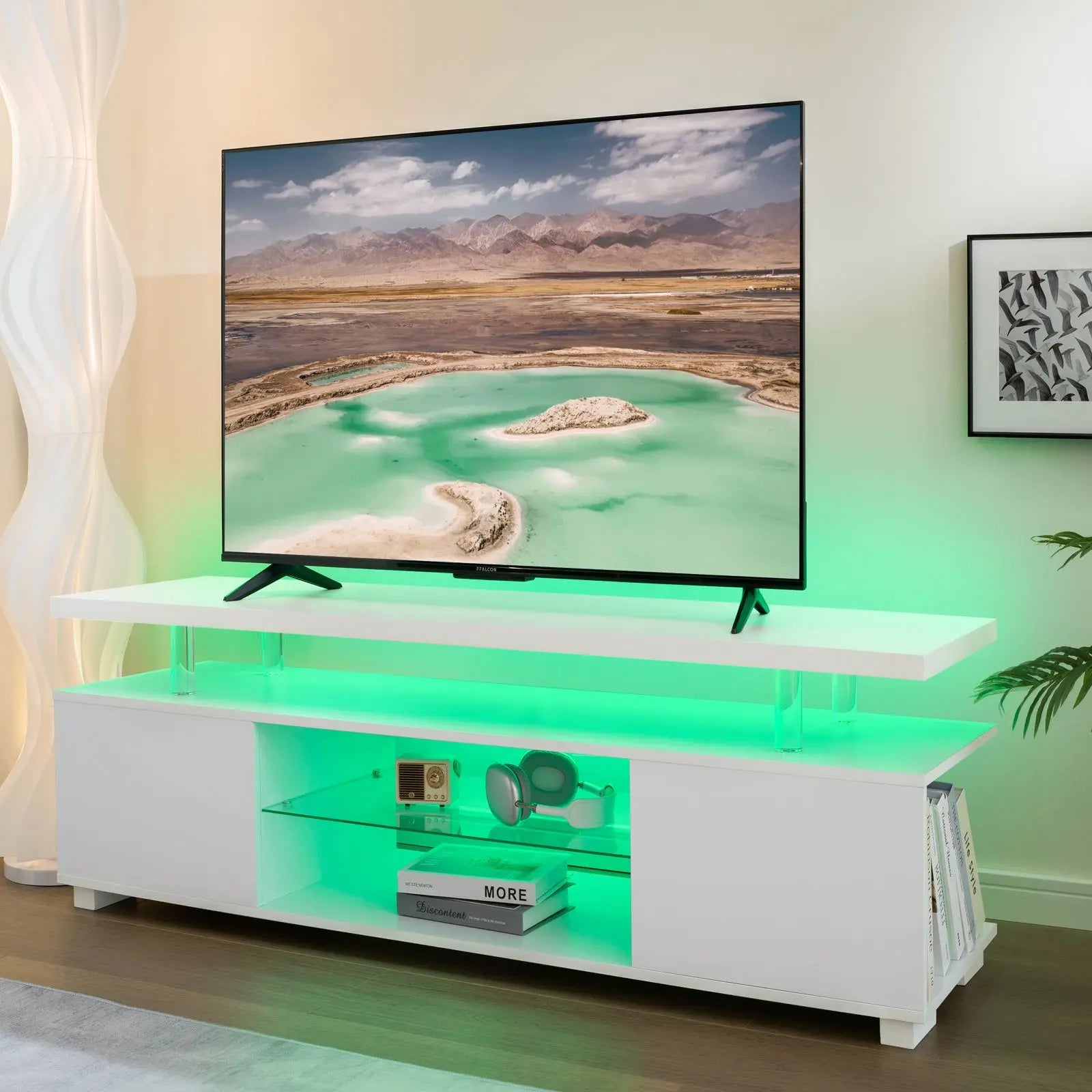 Cubehom TV Entertainment Center LED TV Stand, Gaming Center for 50 inch TV, Modern TV Stand with Storage, TV Console for Ga