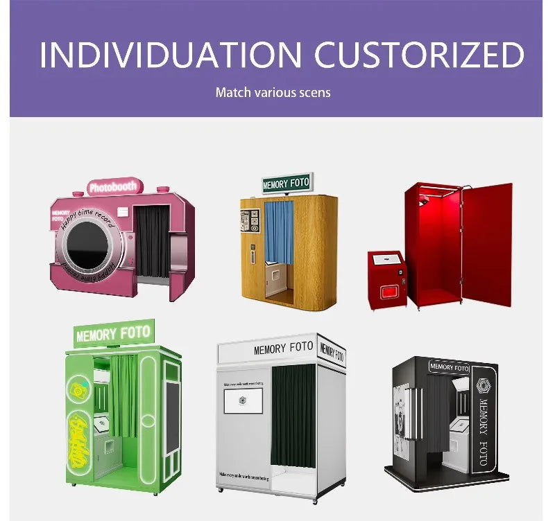 customize Commercial Use Custom Made Photo Booth Automatic Machine Multiple Scene Setup Selfie Photo Booth with Camera