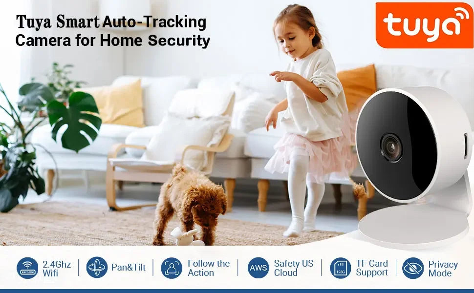 Tuya Smart Home Security Camera Wifi Indoor IP 2K AI Detection Night Vision Auto Tracking Baby Monitor 2-Way Audio Surveillance