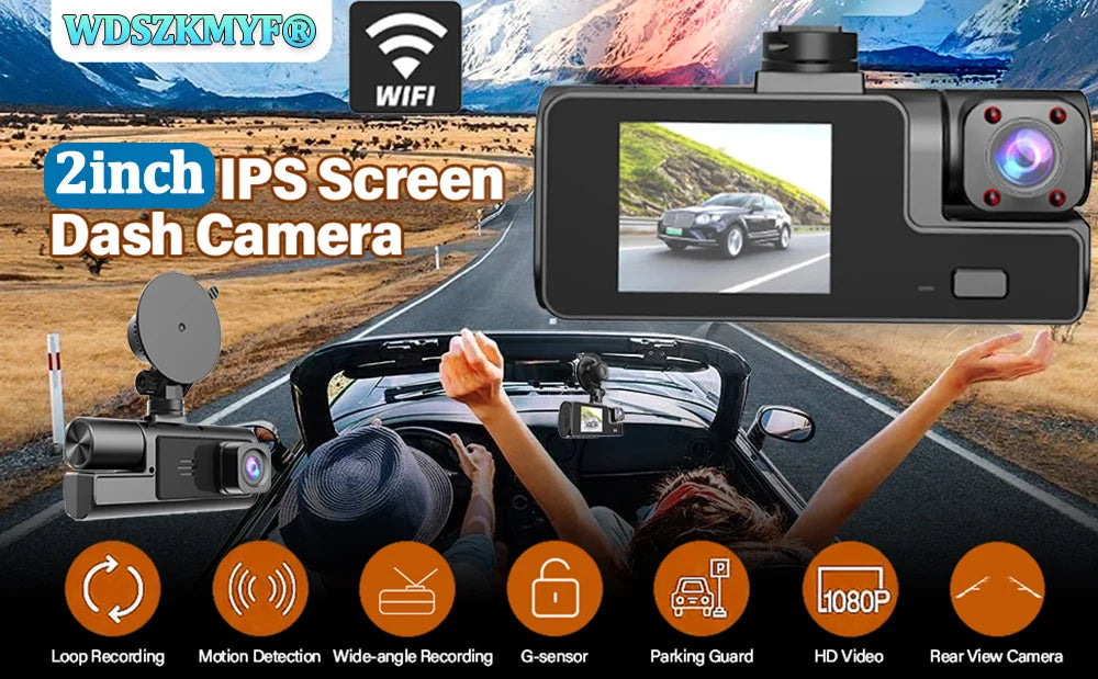 3Camera Dash Cam For Car Camera 1080P Video Recorder WIFI Car DVR 2lens Front Rear View Camera Night Vision Car Accessories