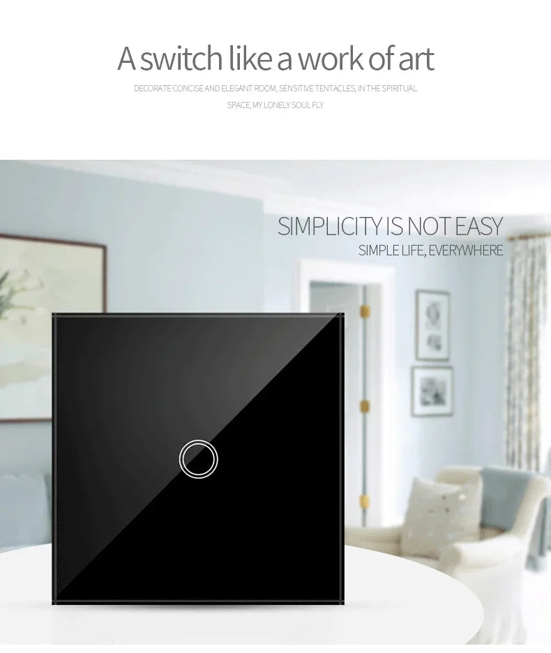 Backlight Panel Touch Switch AC100-240V Led Tempered Crystal Glass Wall Light Sensory Switches 1/2/3 Gang Interruttore