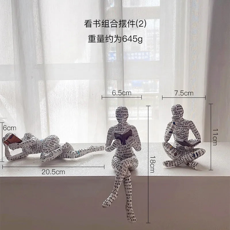 Nordic Modern Reading Woman Statue Modern And Simple Living Room Decorative Ornaments  Resin Crafts, Tabletop Sculpture