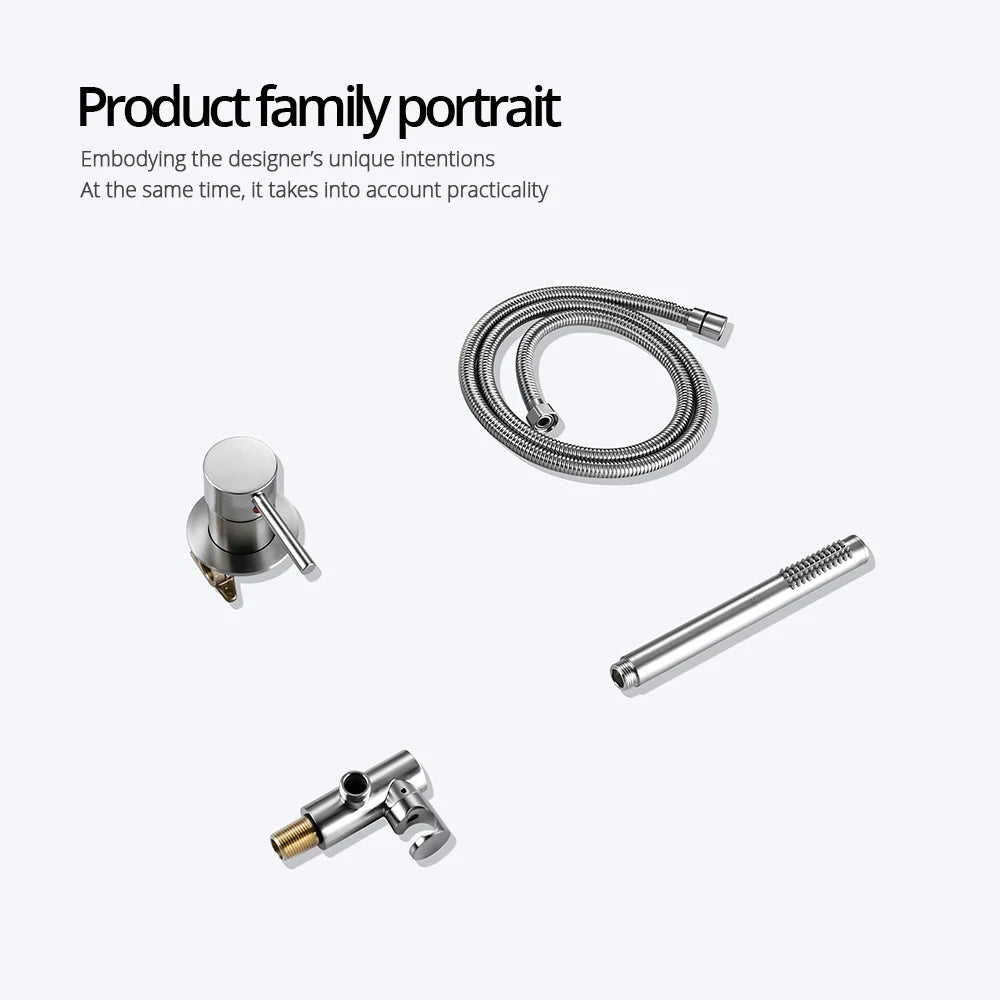 Handheld Bathroom Shower System Brushed Gold Hot And Cold Water Bathtub Mixer Single Handle & Shower Holder Separately Tap Set
