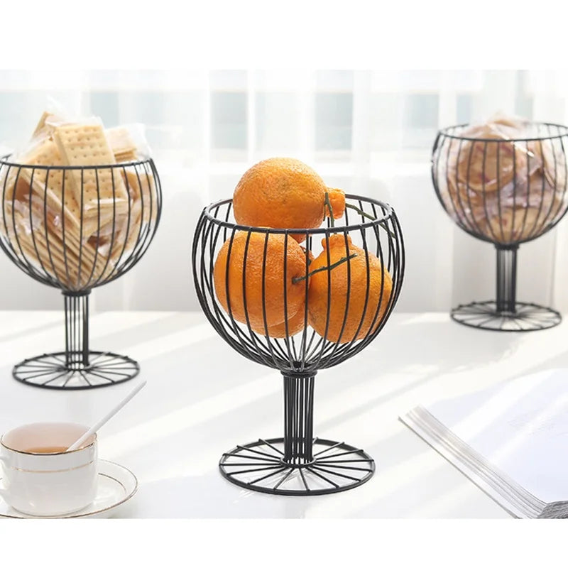 Wine Glass Decor Fruit Basket Wire Basket Snacks Candy Storage Fruit Container Basket Wine Glass Cork Holder